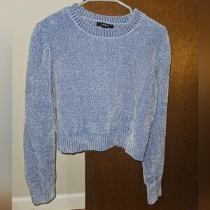Forever 21 Blue Cropped Sweater Size M Periwinkle